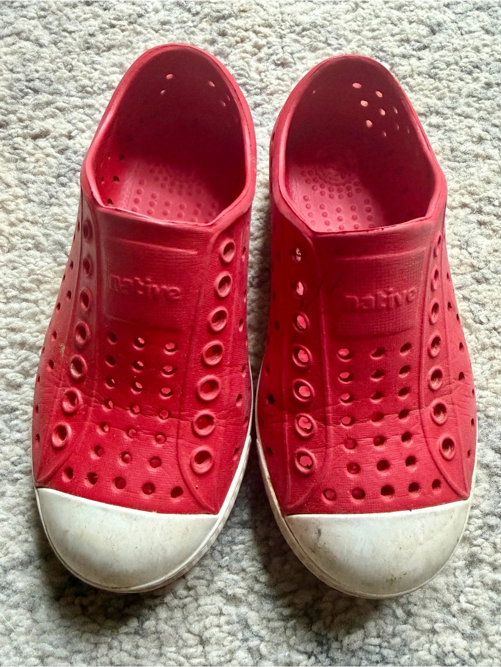 Native Red Slip-On Jefferson Shoes with White Toe Caps C10